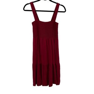 Loft SZ XS Lot of Two Dresses Smocked Tiered Sun Dresses Red and Gray Printed